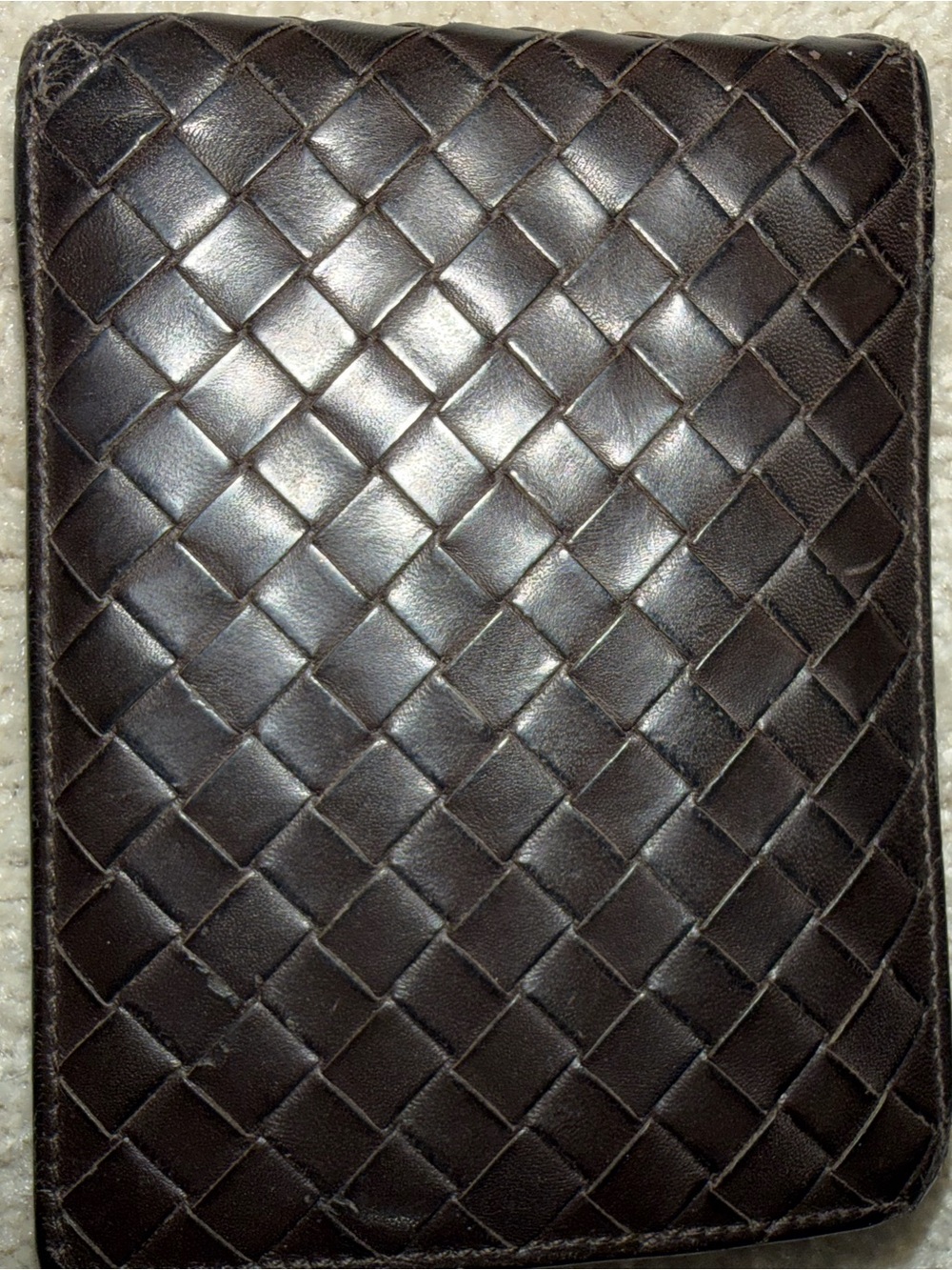 Men's Woven Leather bi fold wallet - Black
